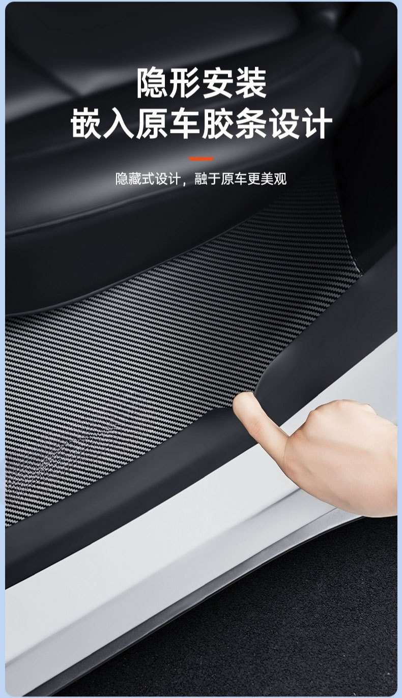 Suitable for 6-Seater Tesla Model Y/Yl Carbon Fiber Pattern Door Sill Strip Welcome Pedal Protection Half Strip
