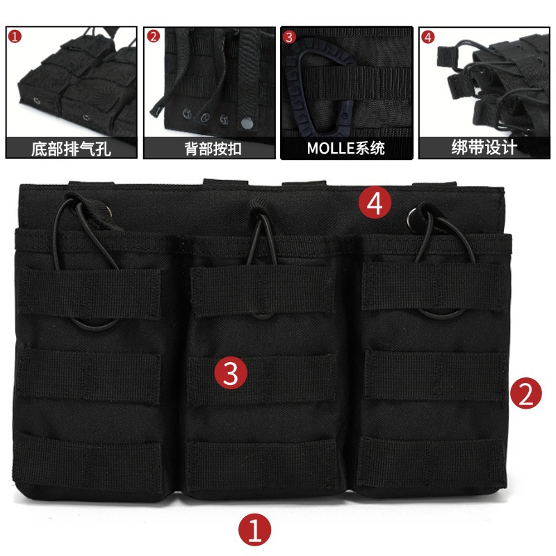 Bolsa Táctica Triple para Cargadores, Estilo Militar, para Actividades al Aire Libre, con Sistema MOLLE, Camuflaje