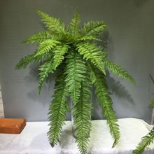 仿真大号波斯叶壁挂蕨叶植物墙绿植造景双层细齿塑料蕨叶商场布置