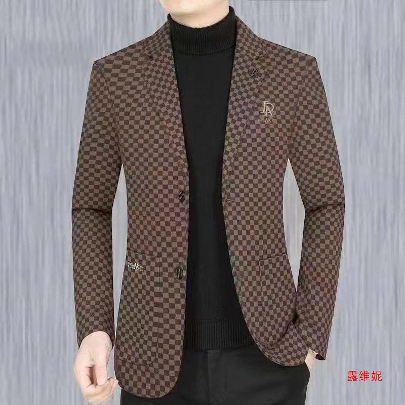 플러스 사이즈 기모 남성용 캐주얼 세트 한국식 젊고 중년 작은 세트 주름 방지 가을과 겨울 아빠의 자켓