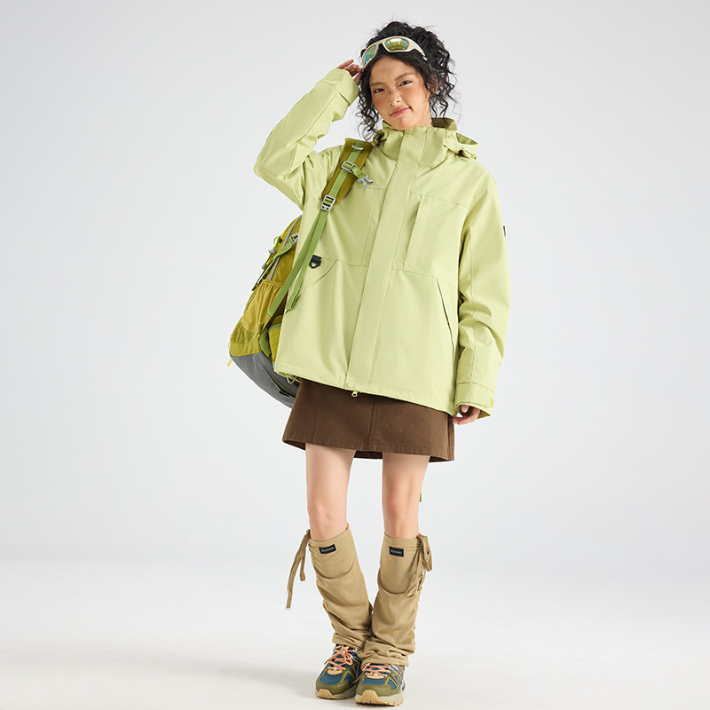 OOTD户外骆陀同款冲锋衣女登山服抓绒内胆防风防水三合一外套潮牌|undefined