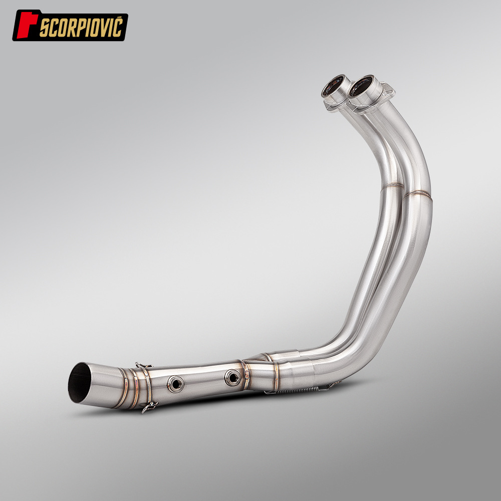 Mt07 Stainless Steel Dual Oxygen Port Front Exhaust Pipe Ar Scorpio Arrow Brand Rear Section Motorcycle Full Exhaust System