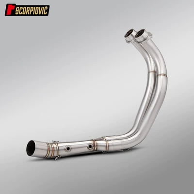 Mt07 Stainless Steel Dual Oxygen Port Front Exhaust Pipe Ar Scorpio Arrow Brand Rear Section Motorcycle Full Exhaust System