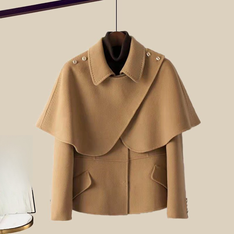 2025 Autumn and Winter New Korean Style Retro Design Splicing Suit Jacket and Bootcut Jeans Fashion Two-Piece Set