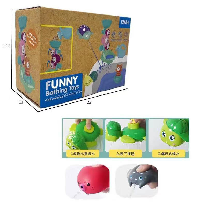 Baño de los niños juguetes de agua de baño océano baño spray de agua de vinilo animal apilados taza de almacenamiento combinación traje