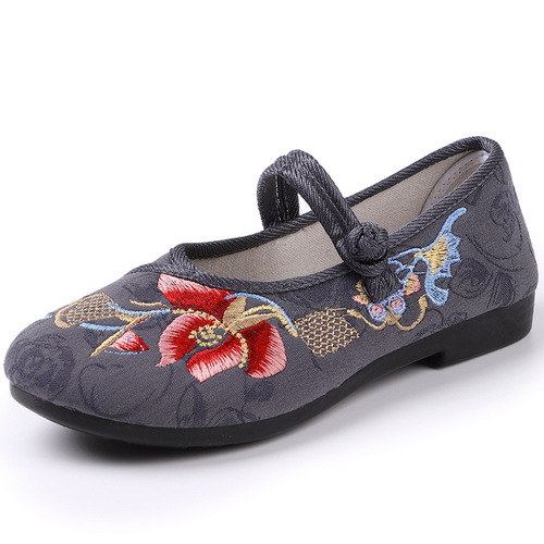 Chinese folk dance shoes hanfu oriental qipao choes flat traditional cloth embroidered shoes ancientry yange umbrella dance Asian theme party woman shoes
