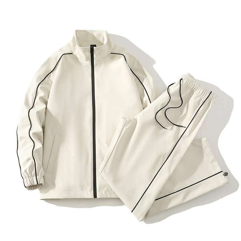 Primavera y otoño juego deportivo casual hombre chaqueta de cuello al aire libre pantalón recto hombre personalizado dos piezas de ropa deportiva transfronteriza