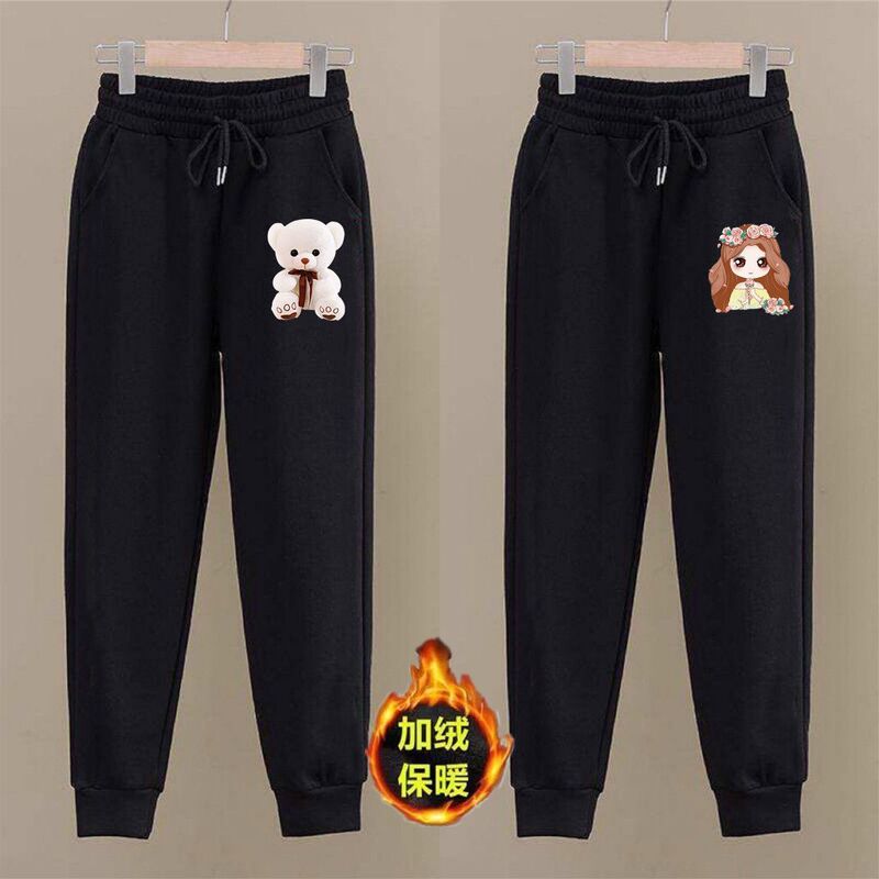 [Buy one get one free plus velvet sweatpants women's loose sports pants autumn and winter thickened outer wear pants winter casual harem pants