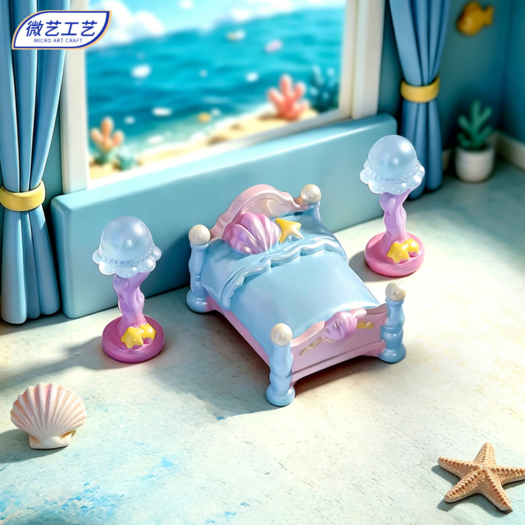 Miniature Landscape Cute Ocean-Themed Realistic Large Bed Sofa Furniture Small Ornaments Dollhouse Landscaping DIY Decoration Accessories 4