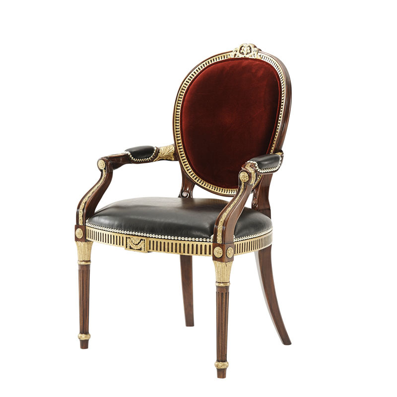 British New Classical Shell Inlay Dining Chair Alexander Ricasa Solid Wood Leisure Chair Carved and Gilded Negotiation Chair