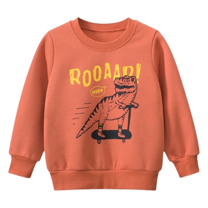 27kids Ropa infantil estilo coreano otoño e invierno nueva colección 2024 sudaderas infantiles ropa para niños dinosaurio tendencia mayorista transfronteriza