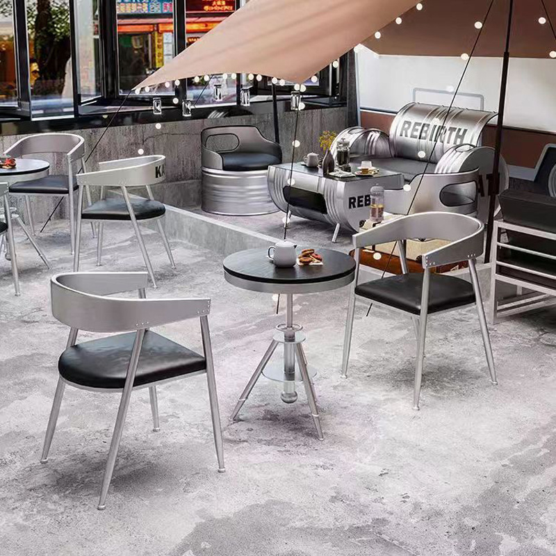 Iron Industrial Style Table and Chair Combination Milk Tea Shop Cafe Dining Table Chair Bar Rest Area Negotiation Table Internet Celebrum Catering