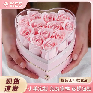 Love Valentine's Day Gift Box Transparent Rose Jewelry Box Jewelry Gift Packaging Box Ring Necklace Jewelry Box