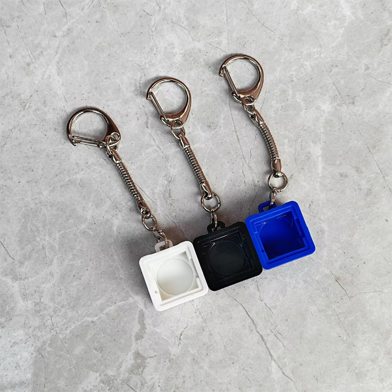 Cross-Border Single-Port Acrylic Material Solid Color Keychain + Snake Chain White Black Blue Decompression Button Accessories