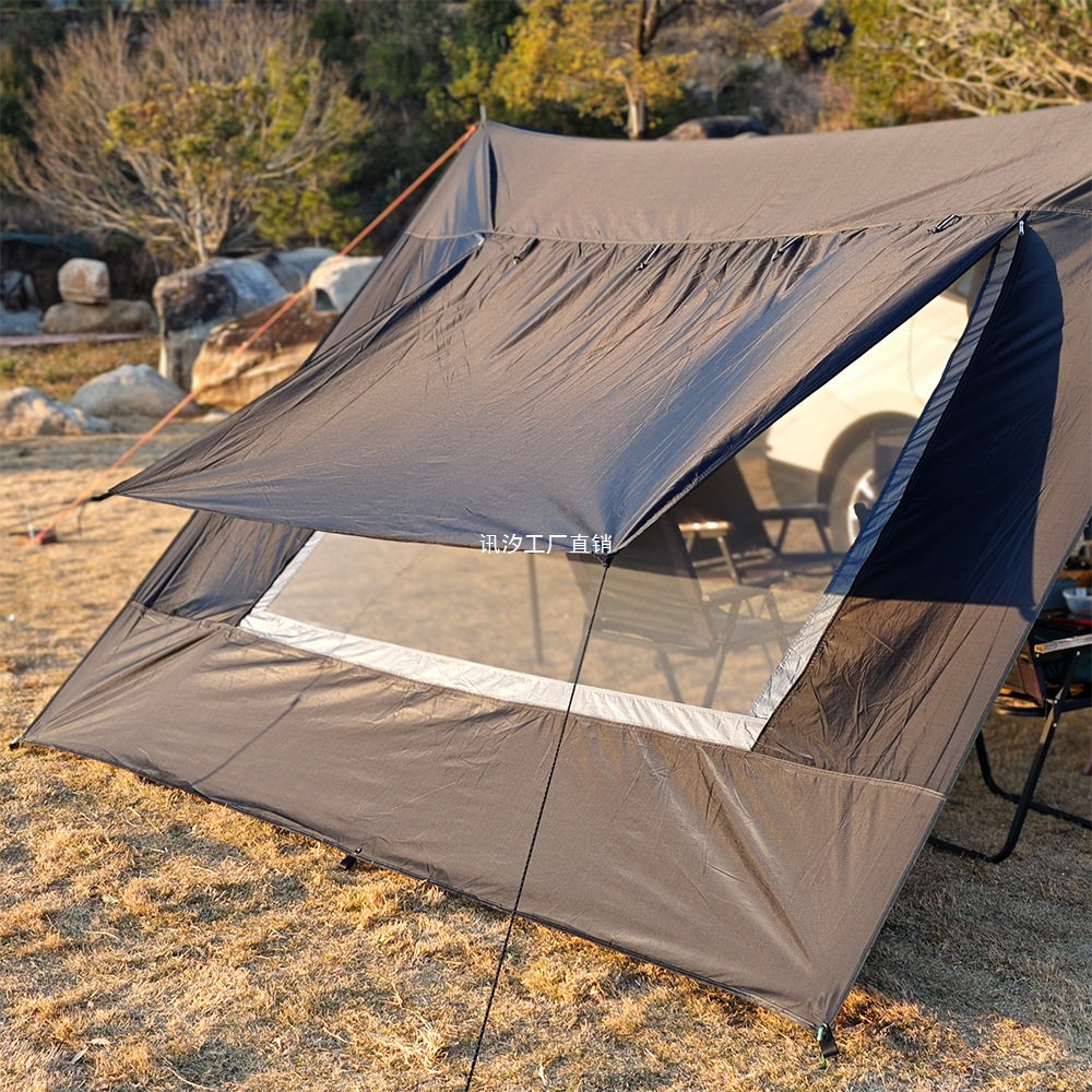 Car side awning, car tail awning, outdoor camping awning, black vinyl fabric sunshade, car tail tent, Xunxi