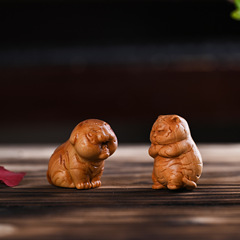 Yabai wood carved tiger handle piece of the twelve zodiac, wealth-bringing and home-protecting high-end home furnishings dorm desk decoration gift