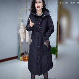新中式高档国风连帽棉服2025年冬季新款加厚保暖中长款大衣外套