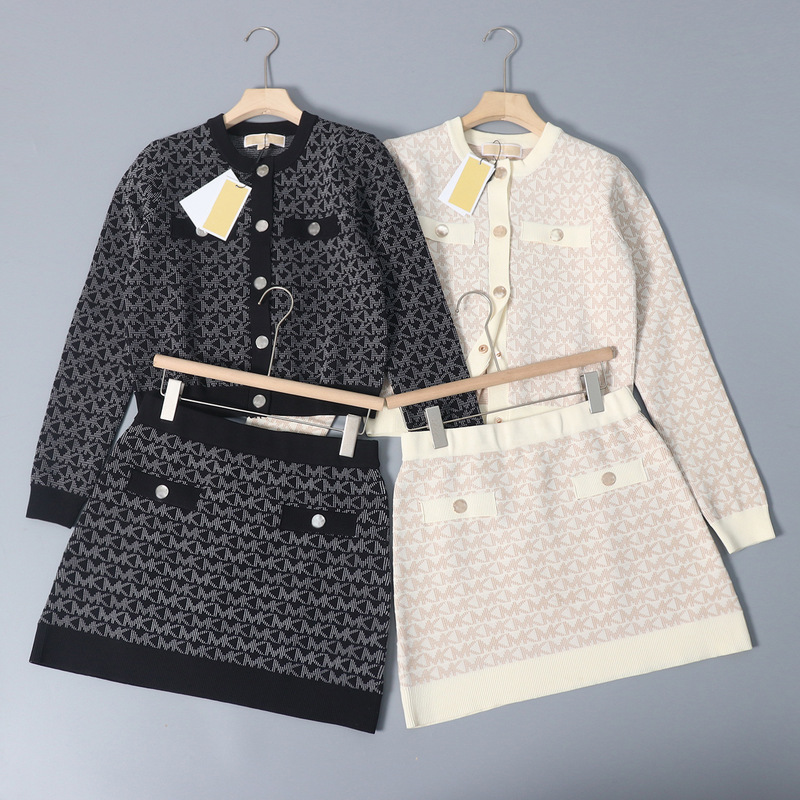 American K Women's Wool Knitted Sweater Chanel Style Letter Pattern Knitted Top