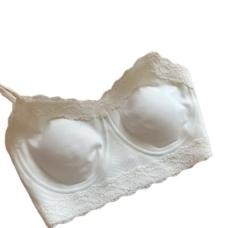 无痕蕾丝内衣女薄款大胸显小抹胸背心吊带无钢圈裸感防走光文胸罩|undefined