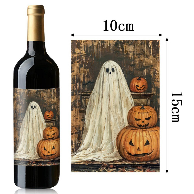 Nueva etiqueta de botella de vino de decoración de fiesta de vacaciones de Halloween europea y americana