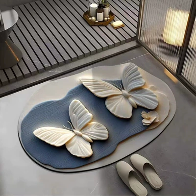 Avtomobil döşəmə paspasları — Non-Slip Absorbent Foot Mat Entrance - flower-13-4060cm-diatom-mud
