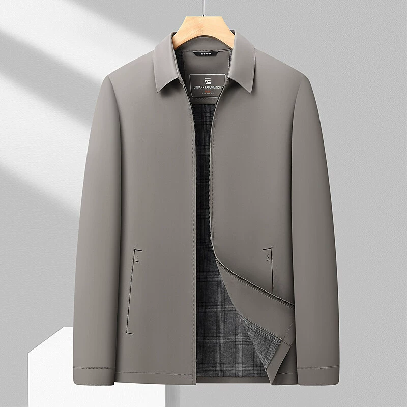 Мужские повседневные куртки весна-осень 2025, лацканы, для руководителей, высококачественные деловые куртки, одежда для пап среднего и пожилого возраста