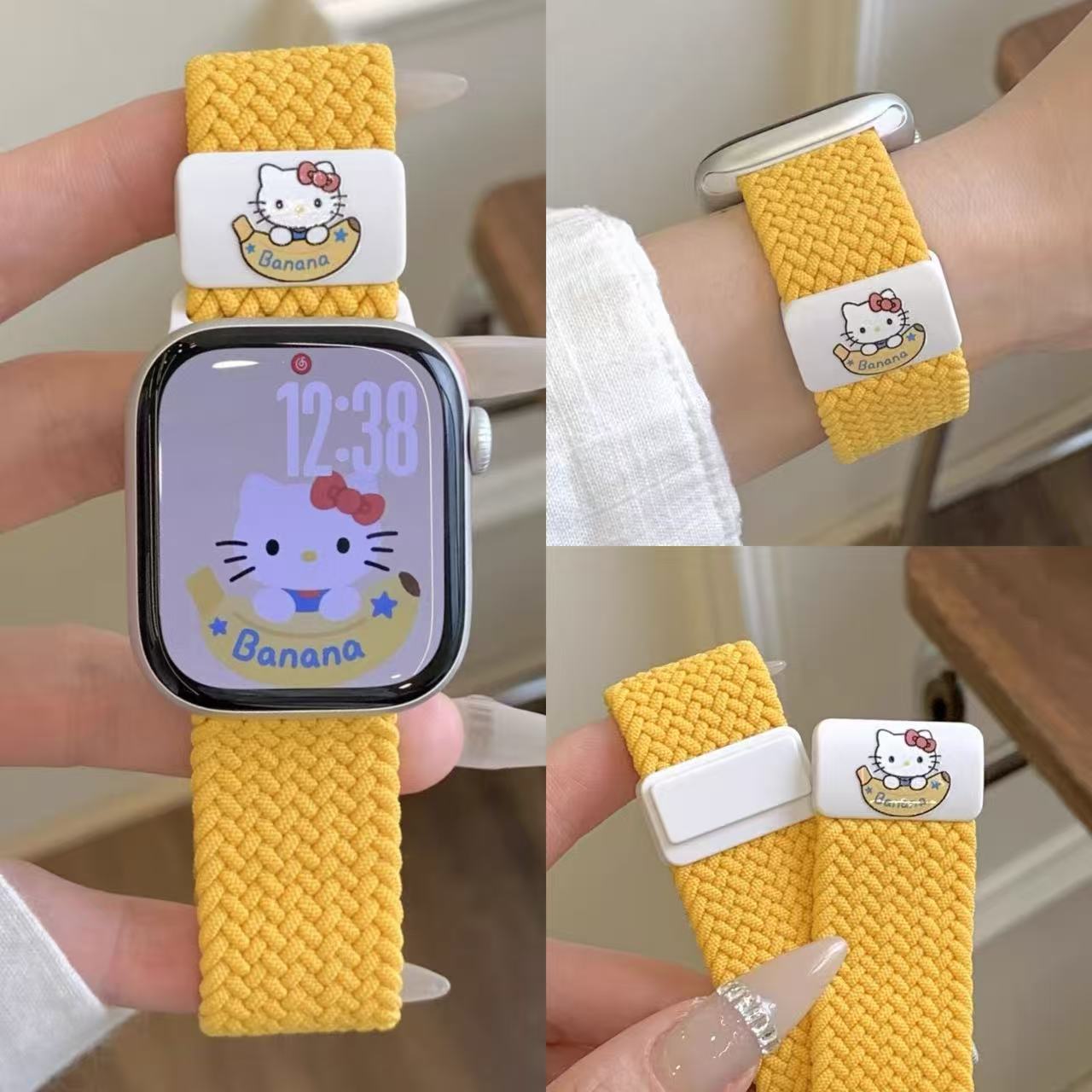 Ou Mengqi's New Autumn and Winter Female Dopamine Cartoon Creative Illustration Cute Iwatchs10 Watch Strap Suitable for Apple