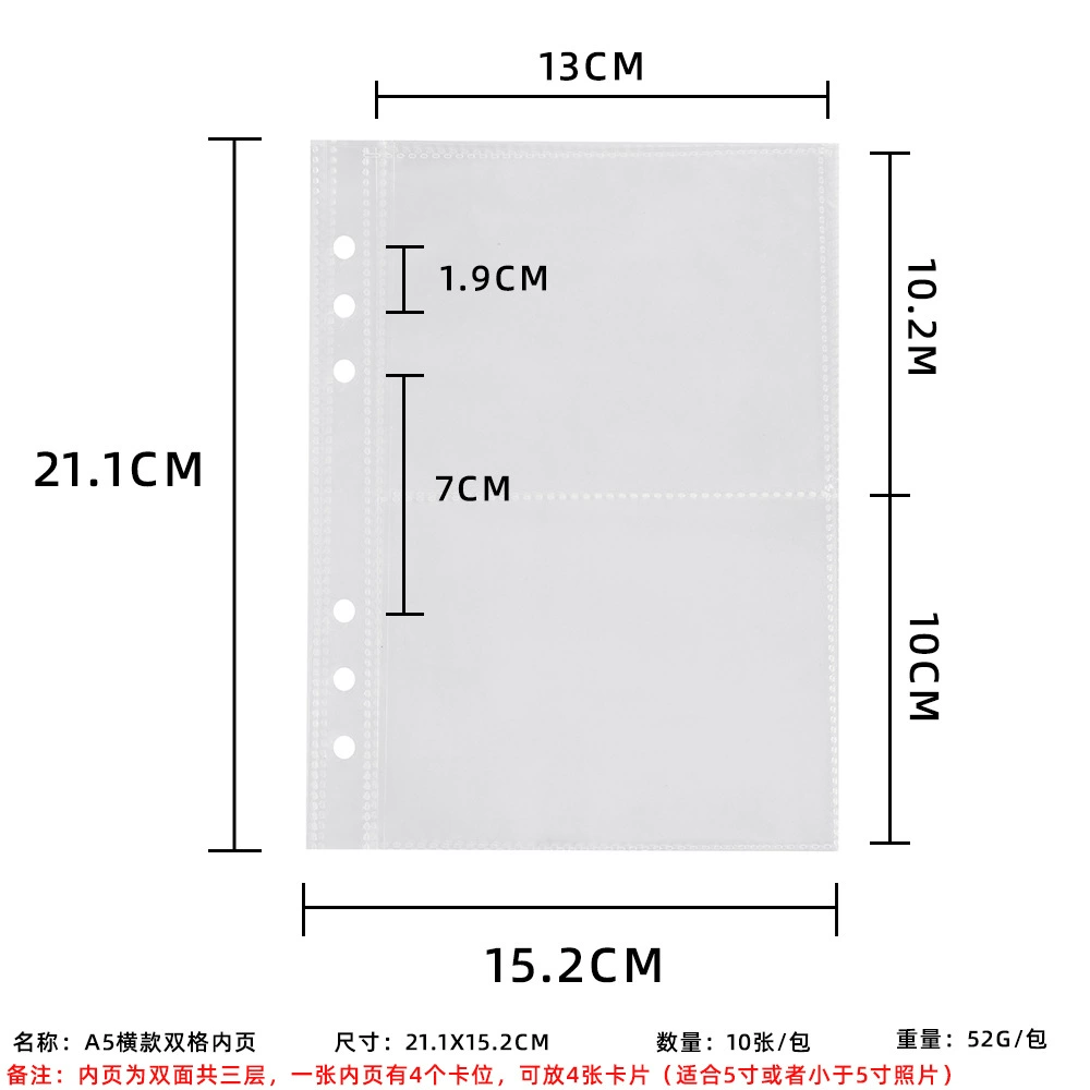 Photo Album (Polaroid) A5 Matte, 3-inch Card Pockets, Korean Style Tear-off Pages