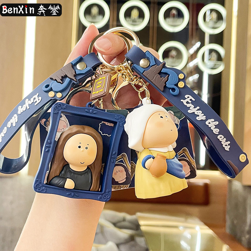 Genuine Creative Moon Half Artist Pearl Earrings Girl Mona Sasha Keychain Exquisite Schoolbag Pendant Wholesale