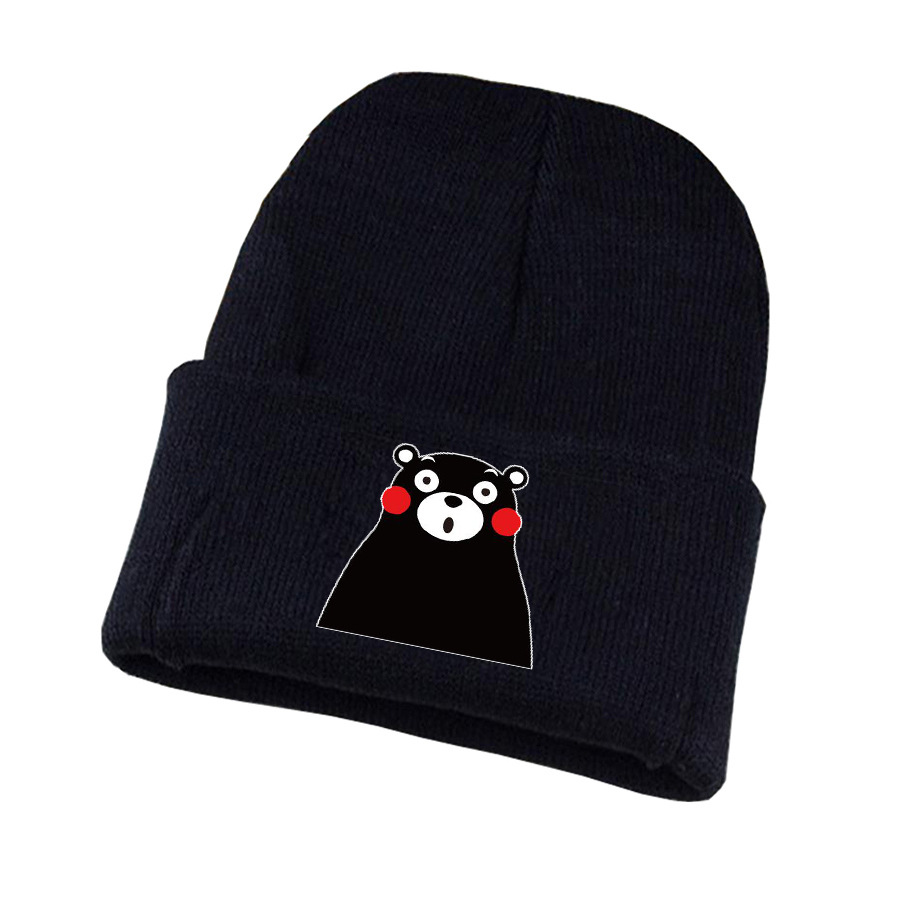 动漫熊本熊周边卡通针织毛线帽 学生运动休闲帽子 男女冬季毛绒帽