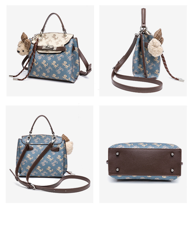 Túi đeo chéo Kelly nữ phong cách vintage họa tiết in cao cấp chi tiết 13