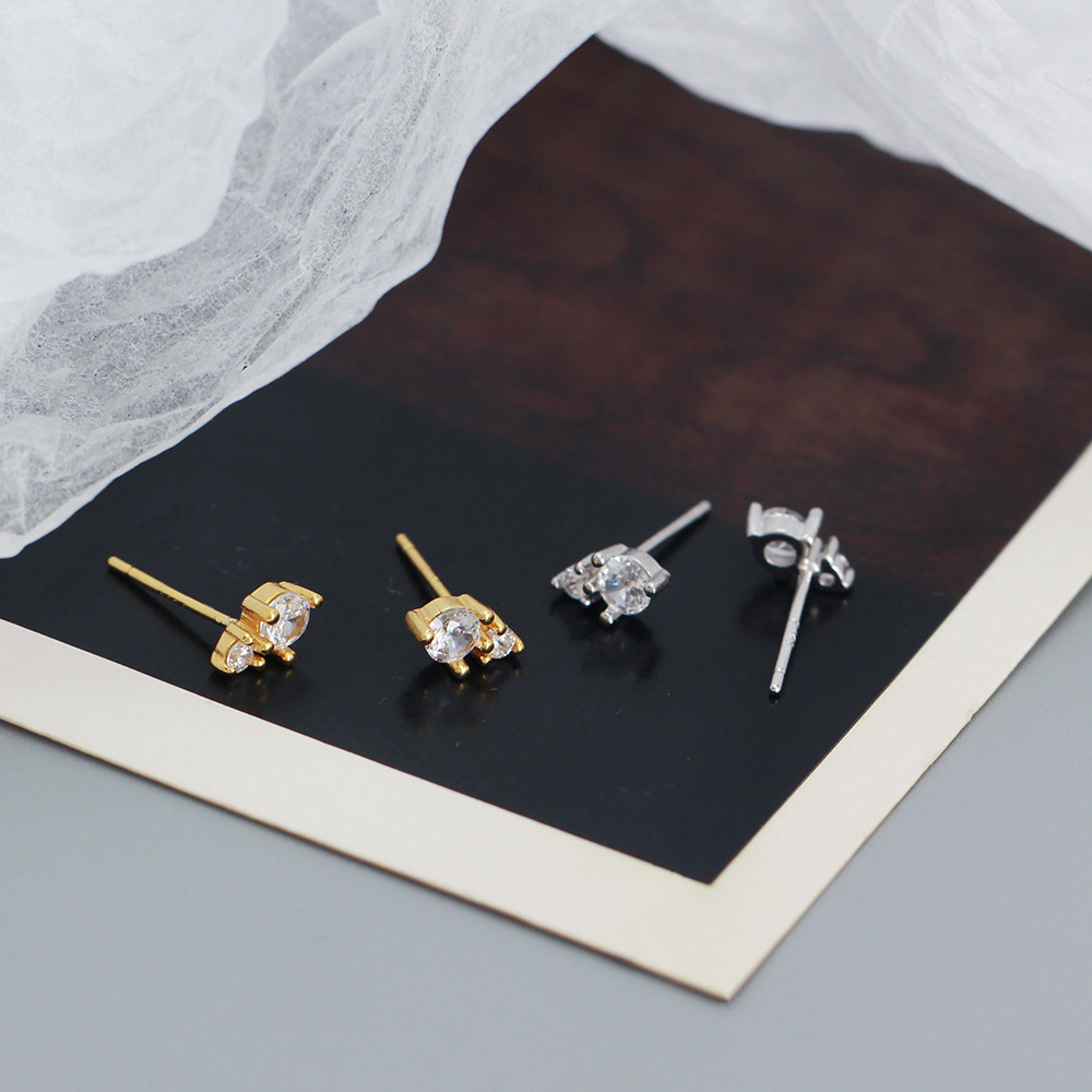 Zircon Inlay Material Ear Studs Classification 1 Pair Quantity 1 Pair 925 Sterling Silver Zircon Geometric Ear Studs