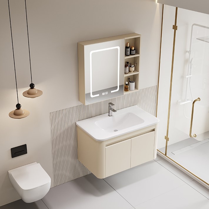 Baño impermeable espacio de aluminio panal gabinete de baño lavabo combinación integral lavabo cerámico lavabo espejo inteligente