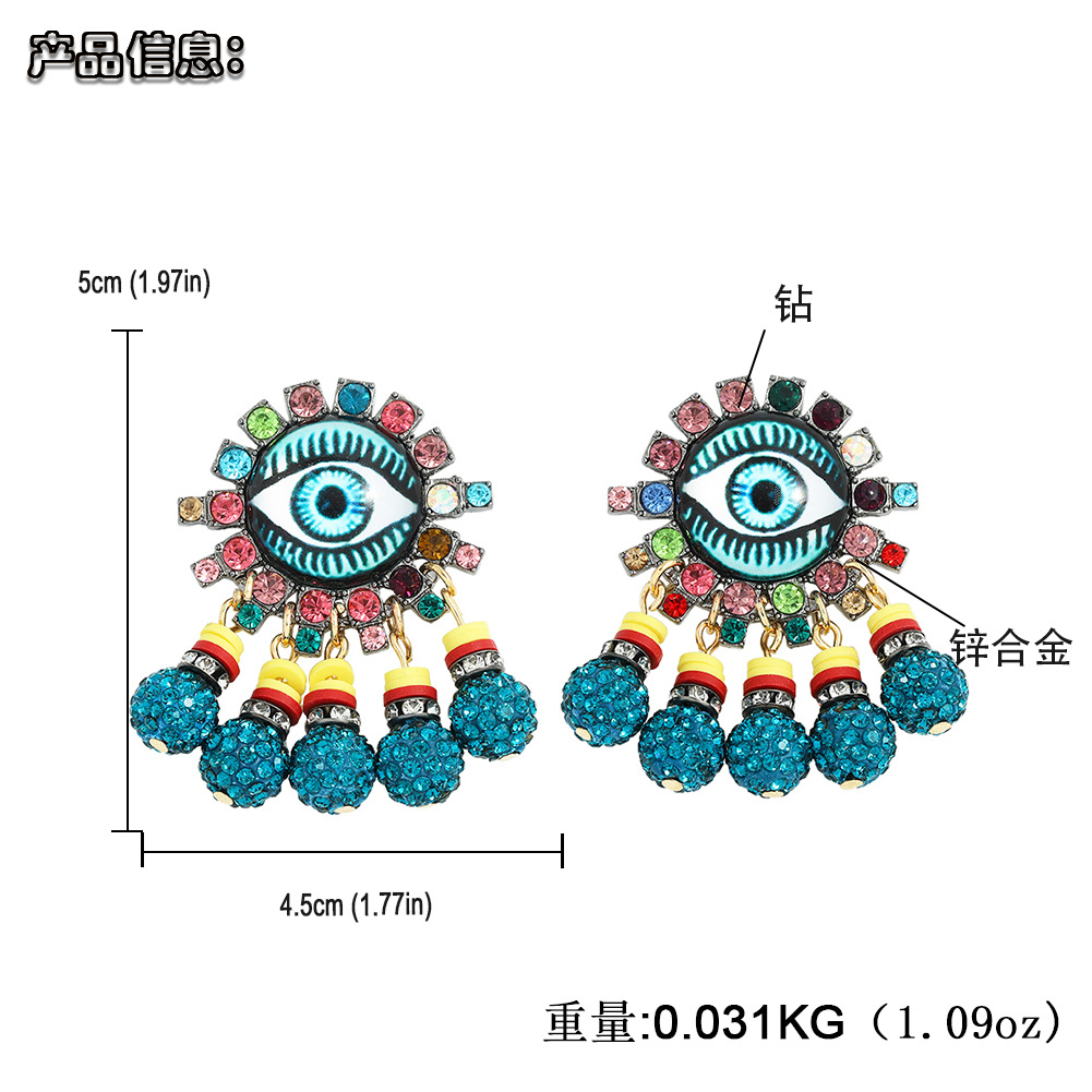 Creative Diamond-studded Zinc Alloy Devil's Eye Earrings display picture 1