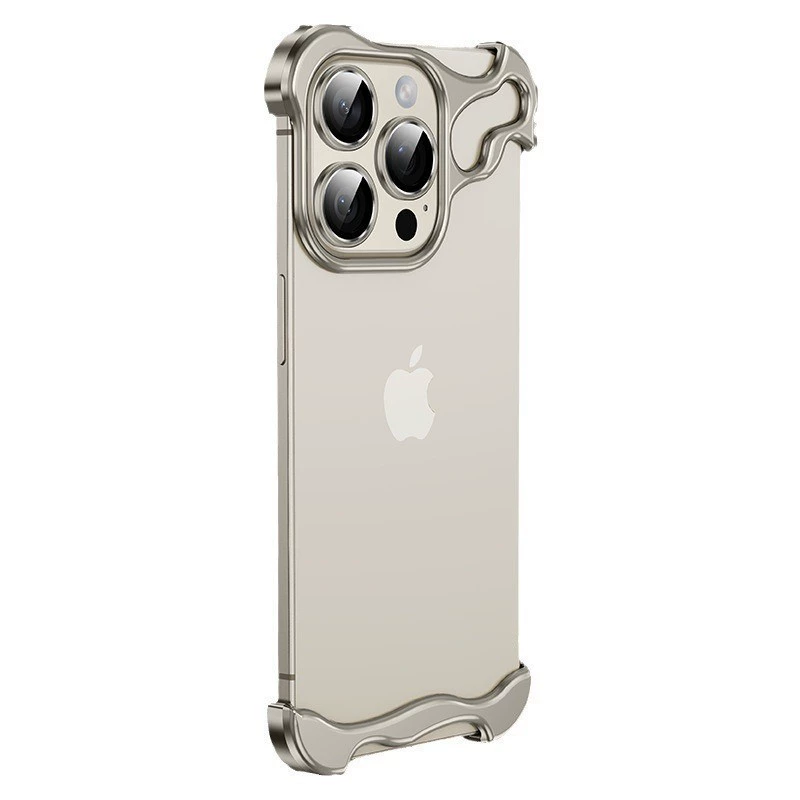 Чехол для телефона металл (Apple) совместимый с 16 Pro Max, защитная пленка для линз, безрамочный алюминий, защита от падений