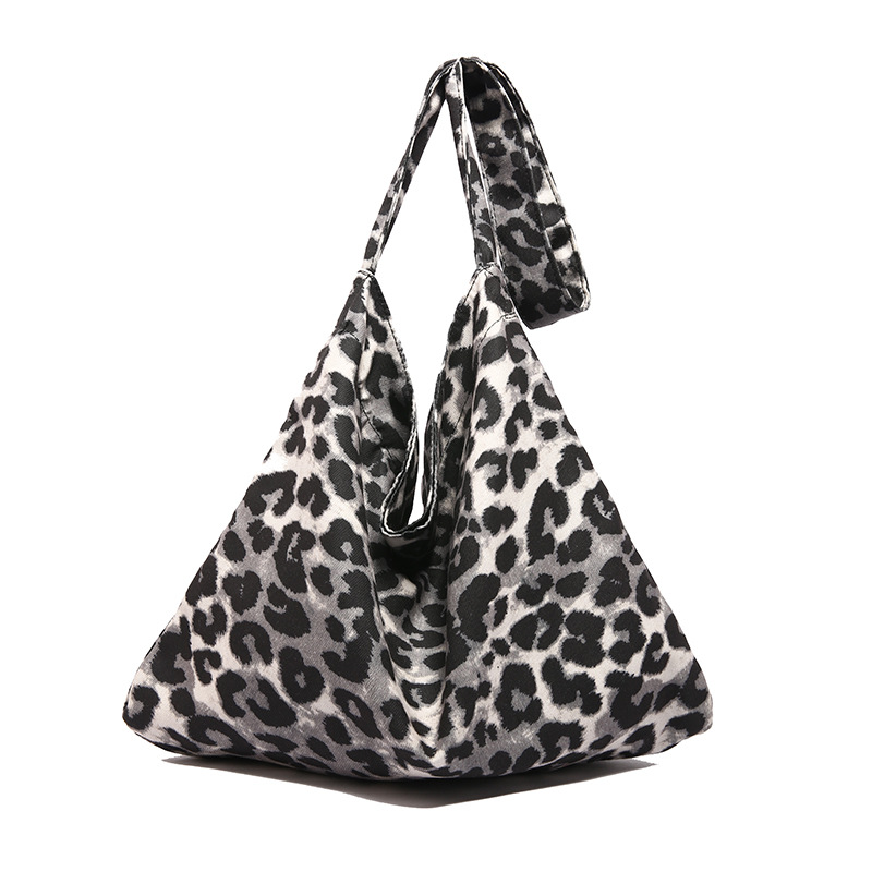 Bolso de lona de leopardo para mujeres 2024 nuevo estilo coreano estilo académico bolso de mano de hombro casual de gran capacidad bolsa de mano
