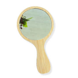 厂家批发竹制化妆镜楠竹手柄镜随身便携创意现货竹镜子可定制logo