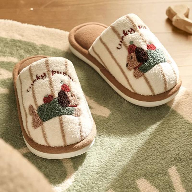 Children's Cotton Shoes 2025 Winter New Style Fleece-Lined Boys and Girls Baby Furry Shoes Soft-Soled Shoes Cute and Adorable Puppy Cotton Shoes