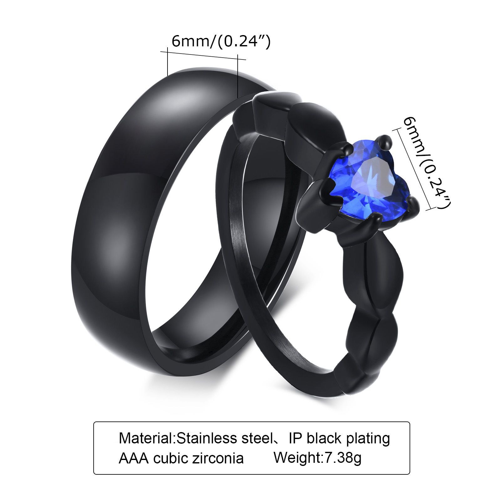 7g Weight Zircon Inlay Material Rings Classification 5, 6, 7 Ring Size Daily Occasion 304 Stainless Steel Material Heart Shape Pattern Couple Gender Inlay Design Simple Style Style Simple Style Heart Shape Titanium Steel Rings Inlay Zircon Stainless Steel Rings 无