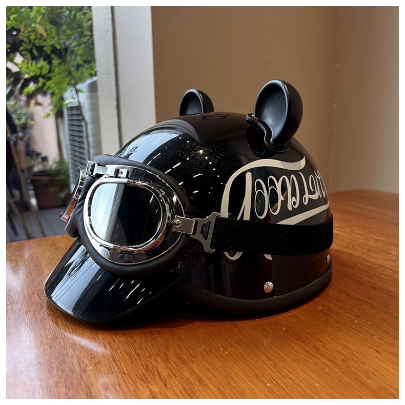 Helmet Retro Electric Motorcycle 3C Certified Four-Season Electric Vehicle Safety Helmet Summer Men's and Women's Half Helmet Motorcycle Trendy Brand