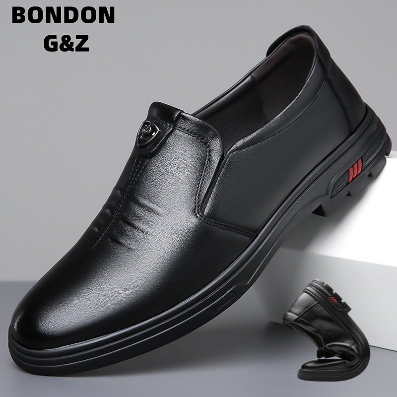 Men's leather shoes, genuine leather, breathable, versatile, soft sole, non-slip, business casual, suitable for middle-aged men and fathers, made of top-grain cowhide.