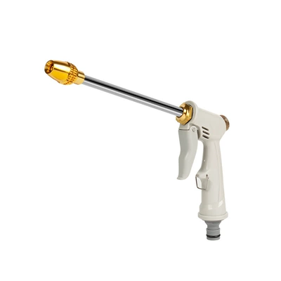 High-pressure car wash water gun plastic long handle metal water gun head strong washing cleaning spray gun car cleaning tools (High pressure car wash water gun) - gray-long-mouth