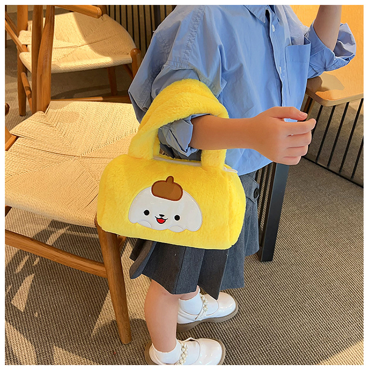 Fashionable plush bag, women's cartoon makeup bag, personalized new trendy children's bag, cute hand-held small bag for female students undefined