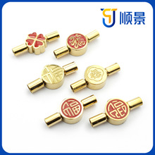 周家同款福字按扣保色滴油 转运红绳不锈钢扁扣diy手绳配件饰品扣