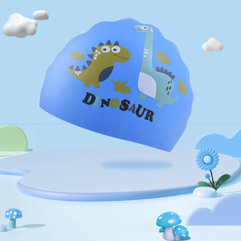 Gorro de natación para niños y niñas dibujos animados de silicona lindo no apriete ajuste impermeable profesional protección del oído gorro de natación al por mayor
