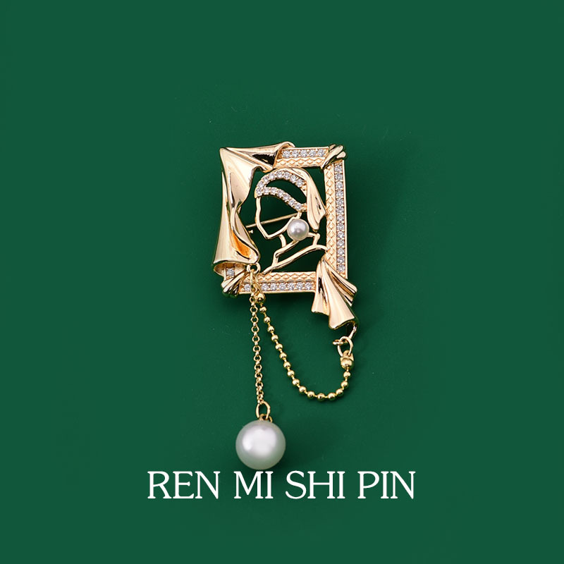 Original design jewelry girl accessories with pearl earrings high-end brooch female niche exquisite pin wholesale