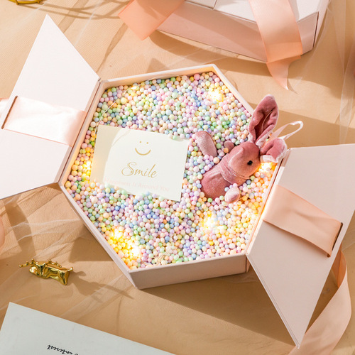 Creative Octagon Hexagon Gift Box Set for Girlfriend's Birthday Gift Packaging Box Pink Gift Box Empty Box Wholesale