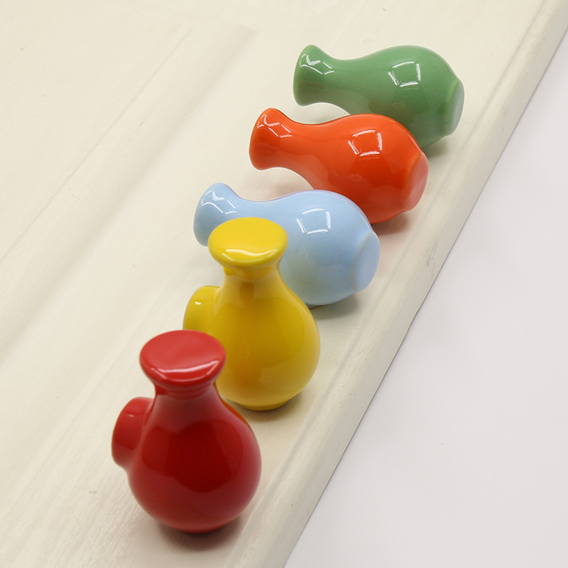 Ceramic handle cabinet door handle new color vase without punching…