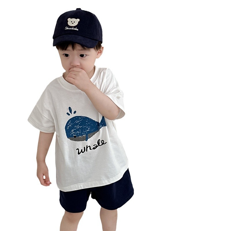 Conjunto Infantil con Camiseta de Dibujos Animados Set de 2 piezas de Algodón para Verano