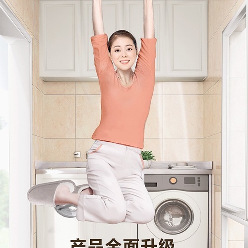 Telescoping clothesline pole, support rod, wardrobe hanger, stainless steel clothes rack, shower curtain rod, door curtain and window curtain—no drilling required.